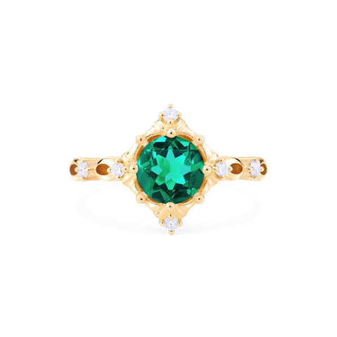 [Annalise] Victorian Heirloom Engagement Ring in Lab Emerald Women's Ring michelliafinejewelry