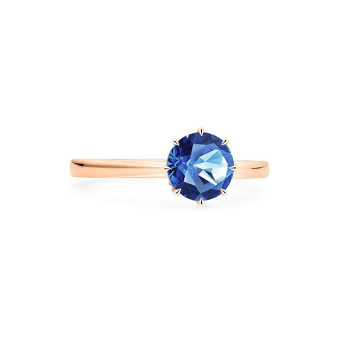 [Victoria] Classic Crown Solitaire Ring in Lab Blue Sapphire Women's Ring michelliafinejewelry   