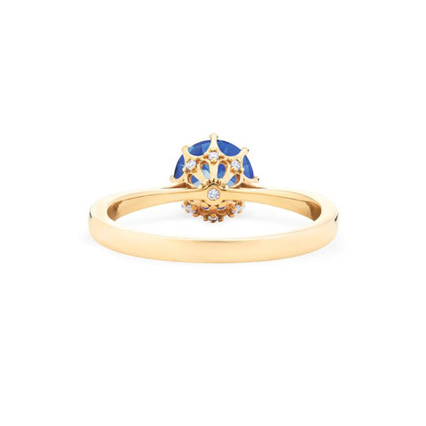 [Victoria] Classic Crown Solitaire Ring in Lab Blue Sapphire Women's Ring michelliafinejewelry   