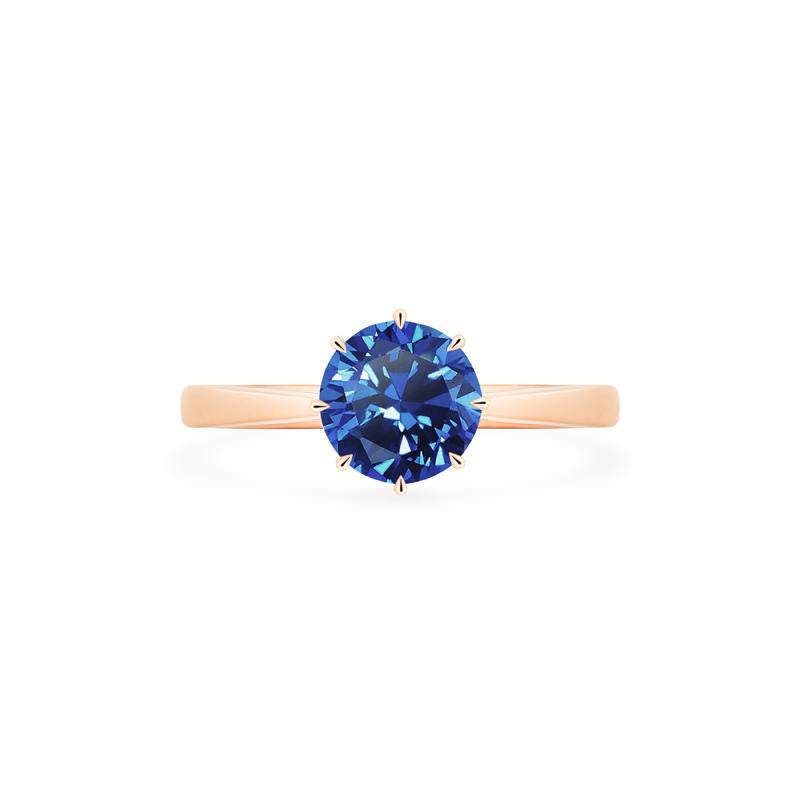 [Victoria] Classic Crown Solitaire Ring in Lab Blue Sapphire Women's Ring michelliafinejewelry   