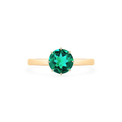 [Victoria] Classic Crown Solitaire Ring in Lab Emerald Women's Ring michelliafinejewelry   
