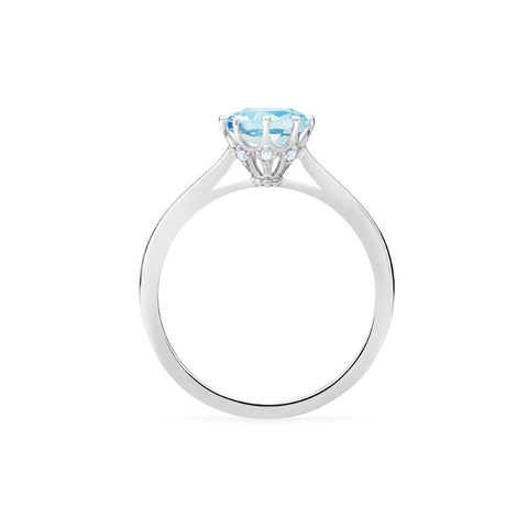 [Victoria] Classic Crown Solitaire Ring in Aquamarine Women's Ring michelliafinejewelry   