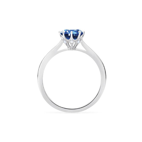 [Victoria] Classic Crown Solitaire Ring in Lab Blue Sapphire Women's Ring michelliafinejewelry   