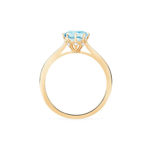 [Victoria] Classic Crown Solitaire Ring in Aquamarine Women's Ring michelliafinejewelry   