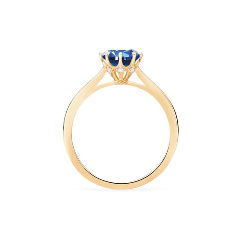 [Victoria] Classic Crown Solitaire Ring in Lab Blue Sapphire Women's Ring michelliafinejewelry   