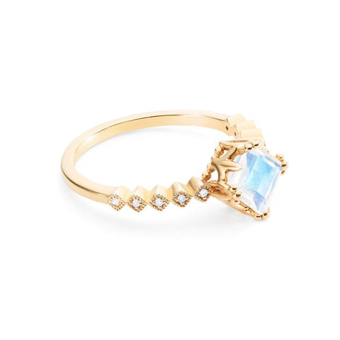 [Astoria] Fluer De Lis Square Princess Cut Ring in Moonstone Women's Ring michelliafinejewelry   