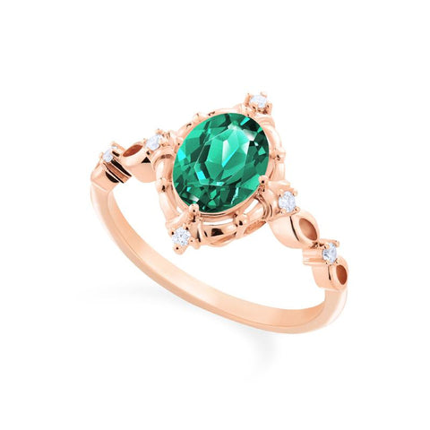 [Anastasia] Victorian Heirloom Oval Cut Ring in Lab Emerald Women's Ring michelliafinejewelry   