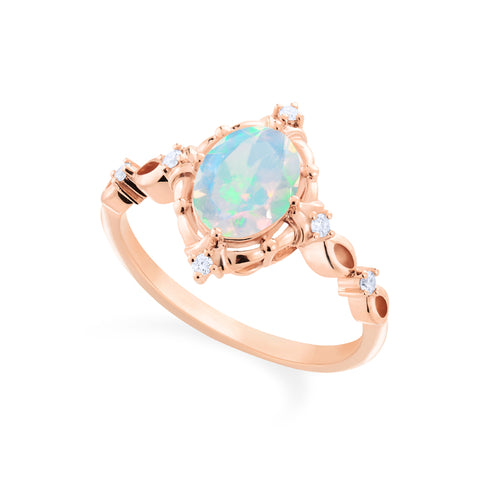 [Anastasia] Victorian Heirloom Oval Cut Ring in Natural Australian Opal Women's Ring michelliafinejewelry   