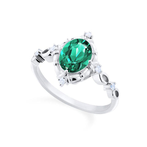 [Anastasia] Victorian Heirloom Oval Cut Ring in Lab Emerald Women's Ring michelliafinejewelry   