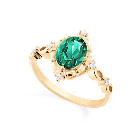 [Anastasia] Victorian Heirloom Oval Cut Ring in Lab Emerald Women's Ring michelliafinejewelry   