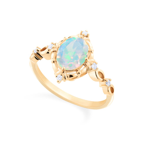 [Anastasia] Victorian Heirloom Oval Cut Ring in Natural Australian Opal Women's Ring michelliafinejewelry   