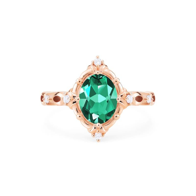 [Anastasia] Victorian Heirloom Oval Cut Ring in Lab Emerald Women's Ring michelliafinejewelry   