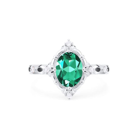 [Anastasia] Victorian Heirloom Oval Cut Ring in Lab Emerald Women's Ring michelliafinejewelry   