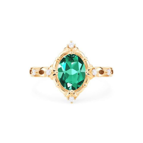 [Anastasia] Victorian Heirloom Oval Cut Ring in Lab Emerald Women's Ring michelliafinejewelry   
