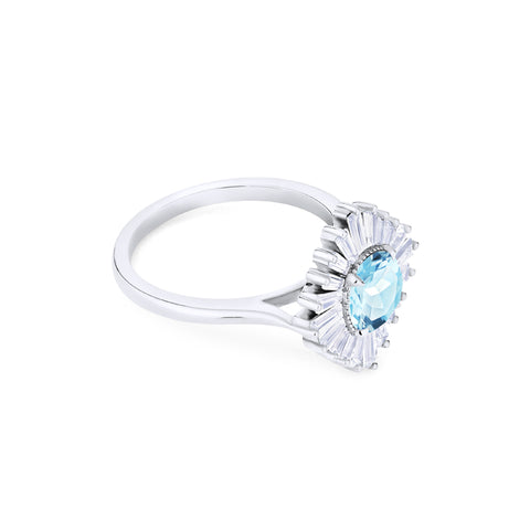 [Artemis] Vintage Deco Goddess Ring in Aquamarine Women's Ring michelliafinejewelry   