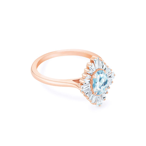 [Athena] Vintage Deco Oval Cut Goddess Ring in Aquamarine Women's Ring michelliafinejewelry   