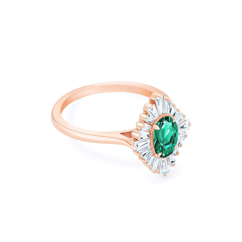[Athena] Vintage Deco Oval Cut Goddess Ring in Lab Emerald Women's Ring michelliafinejewelry   