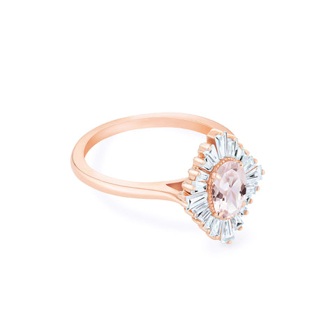 [Athena] Vintage Deco Oval Cut Goddess Ring in Morganite Women's Ring michelliafinejewelry   