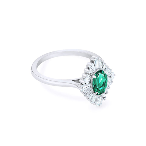 [Athena] Vintage Deco Oval Cut Goddess Ring in Lab Emerald Women's Ring michelliafinejewelry   