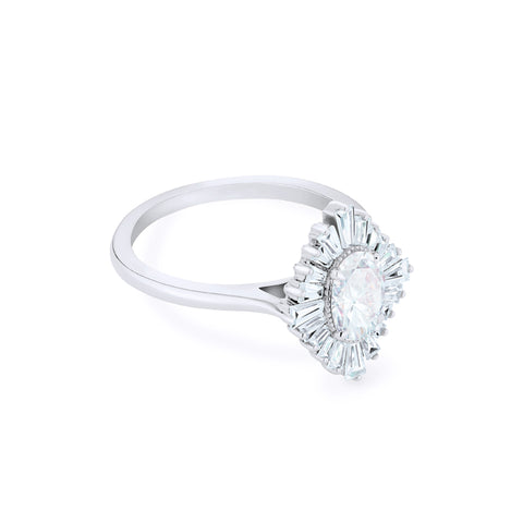 [Athena] Vintage Deco Oval Ballerina Engagement Ring in Diamond / Moissanite Women's Ring michelliafinejewelry   