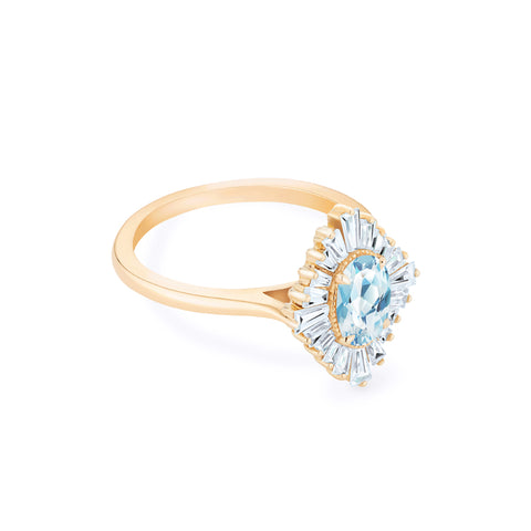 [Athena] Vintage Deco Oval Cut Goddess Ring in Aquamarine Women's Ring michelliafinejewelry   