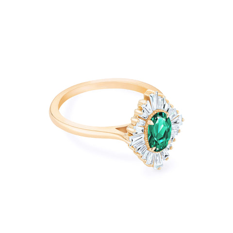 [Athena] Vintage Deco Oval Cut Goddess Ring in Lab Emerald Women's Ring michelliafinejewelry   