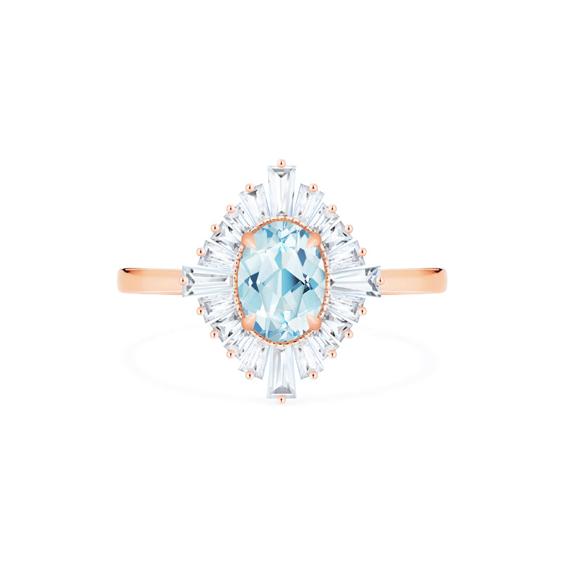 [Athena] Vintage Deco Oval Cut Goddess Ring in Aquamarine Women's Ring michelliafinejewelry   
