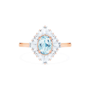 [Athena] Vintage Deco Oval Cut Goddess Ring in Aquamarine Women's Ring michelliafinejewelry   
