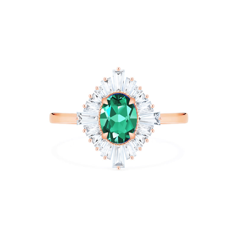 [Athena] Vintage Deco Oval Cut Goddess Ring in Lab Emerald Women's Ring michelliafinejewelry   
