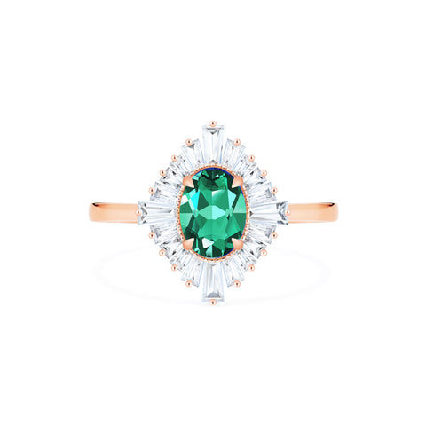 [Athena] Vintage Deco Oval Cut Goddess Ring in Lab Emerald Women's Ring michelliafinejewelry   