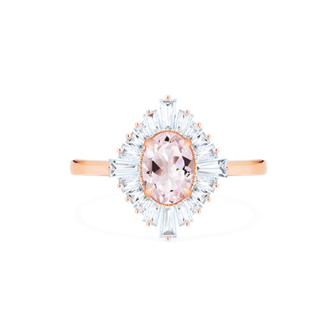 [Athena] Vintage Deco Oval Cut Goddess Ring in Morganite Women's Ring michelliafinejewelry   