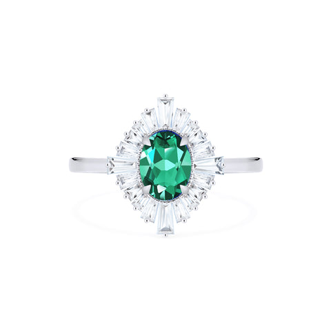 [Athena] Vintage Deco Oval Cut Goddess Ring in Lab Emerald Women's Ring michelliafinejewelry   