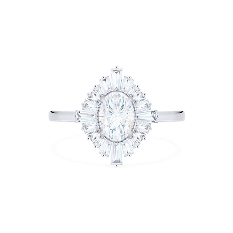[Athena] Vintage Deco Oval Ballerina Engagement Ring in Diamond / Moissanite Women's Ring michelliafinejewelry   