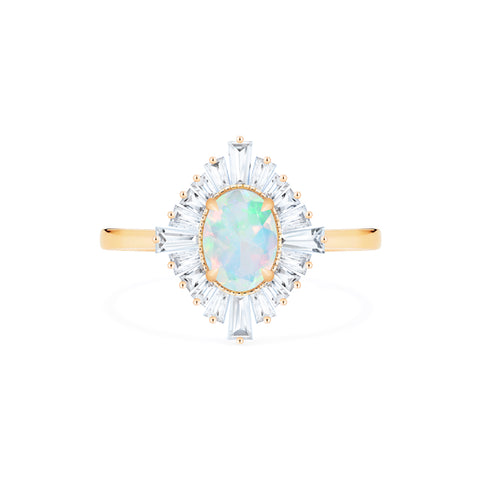 [Athena] Vintage Deco Oval Cut Goddess Ring in Australian Opal Women's Ring michelliafinejewelry   