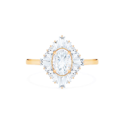 [Athena] Vintage Deco Oval Ballerina Engagement Ring in Diamond / Moissanite Women's Ring michelliafinejewelry   