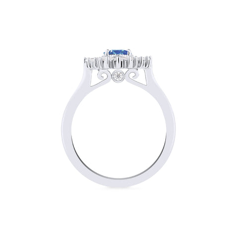 [Athena] Vintage Deco Oval Cut Goddess Ring in Lab Blue Sapphire Women's Ring michelliafinejewelry   