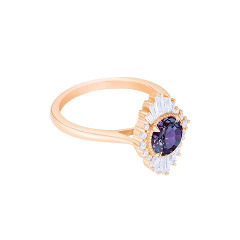 [Georgiana] Vintage Deco Duchess Ring in Lab Alexandrite Women's Ring michelliafinejewelry   