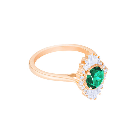 [Georgiana] Vintage Deco Duchess Ring in Lab Emerald Women's Ring michelliafinejewelry   