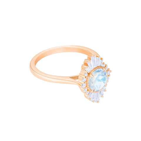 [Georgiana] Vintage Deco Duchess Ring in Moonstone Women's Ring michelliafinejewelry   