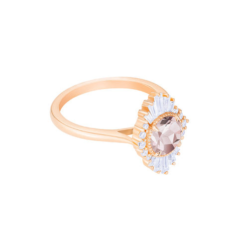 [Georgiana] Vintage Deco Duchess Ring in Morganite Women's Ring michelliafinejewelry   
