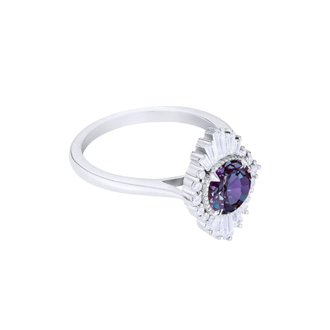 [Georgiana] Vintage Deco Duchess Ring in Lab Alexandrite Women's Ring michelliafinejewelry   