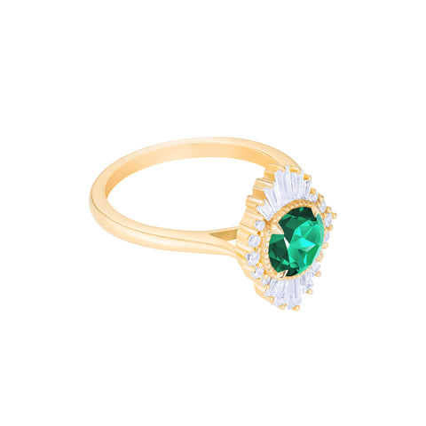 [Georgiana] Vintage Deco Duchess Ring in Lab Emerald Women's Ring michelliafinejewelry   