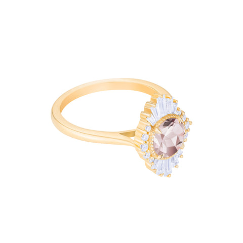 [Georgiana] Vintage Deco Duchess Ring in Morganite Women's Ring michelliafinejewelry   