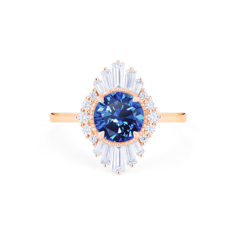 [Georgiana] Vintage Deco Duchess Ring in Lab Blue Sapphire Women's Ring michelliafinejewelry   