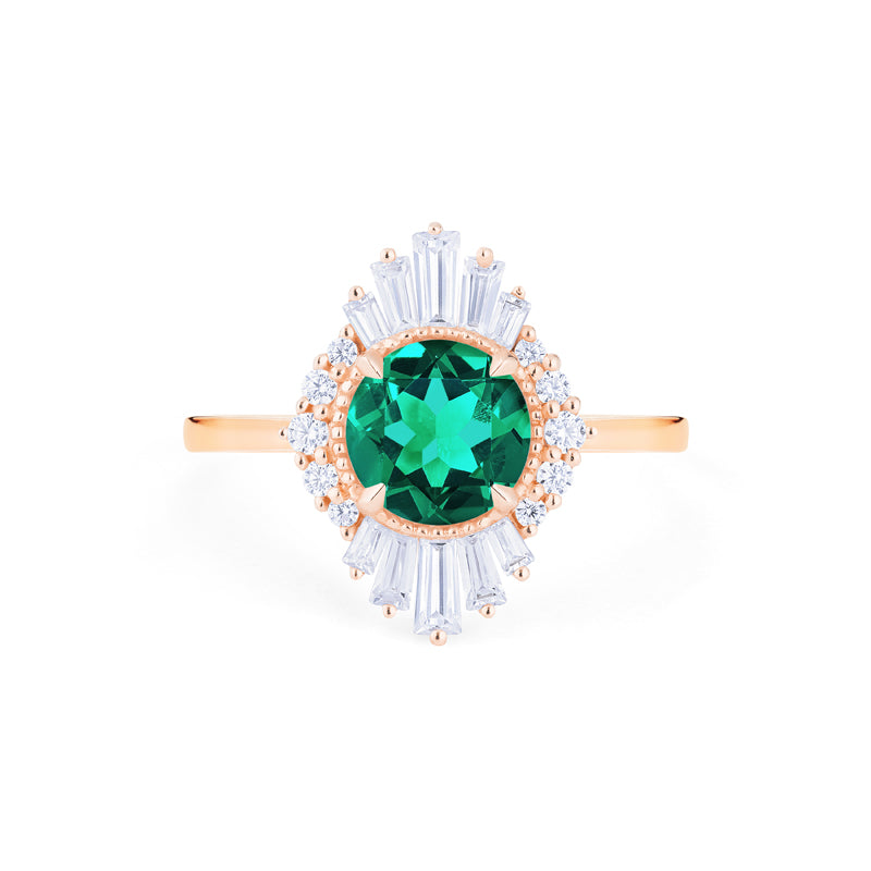 [Georgiana] Vintage Deco Duchess Ring in Lab Emerald Women's Ring michelliafinejewelry   