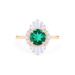 [Georgiana] Vintage Deco Duchess Ring in Lab Emerald Women's Ring michelliafinejewelry   