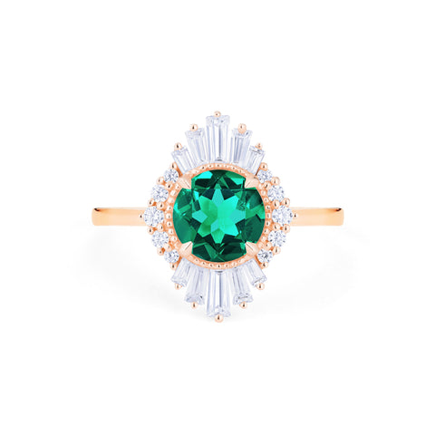 [Georgiana] Vintage Deco Duchess Ring in Lab Emerald Women's Ring michelliafinejewelry   