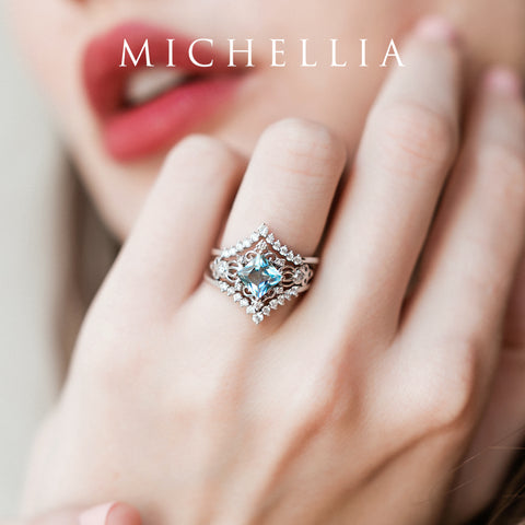 [Elsa] Vintage Square Princess Cut Engagement Ring in Diamond / Moissanite Women's Ring michelliafinejewelry   