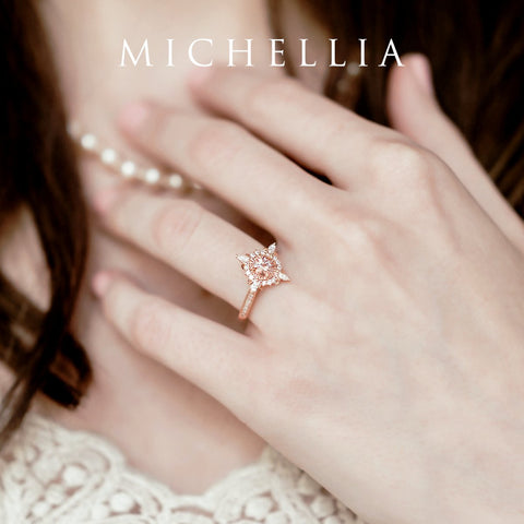 [Astrid] Art Deco Petite Engagement Ring in Morganite Women's Ring michelliafinejewelry   