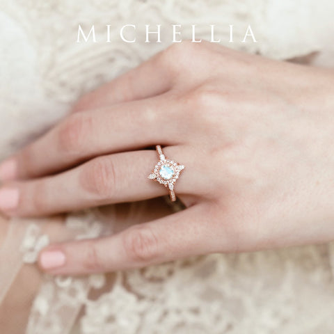 [Astrid] Art Deco Petite Ring in Moonstone Women's Ring michelliafinejewelry   